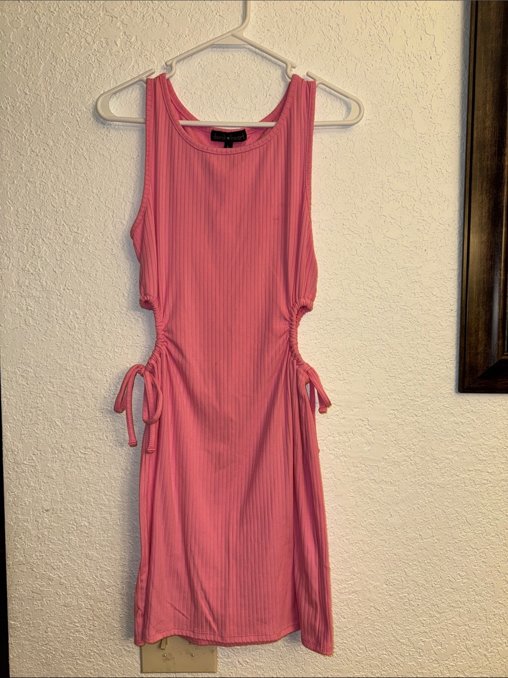 Forever 21 Coral Pink Ribbed Side-Tie Mini Dress
